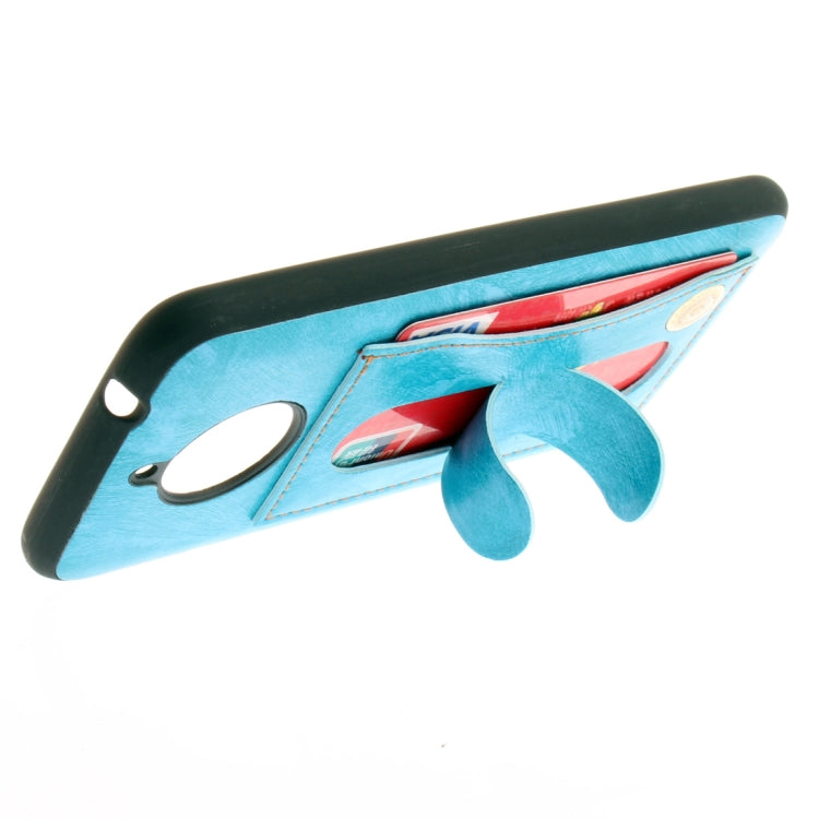 For Motorola Moto E4 Plus (EU Version) Litchi Texture TPU + Leather Pasted Protective Back Case with Holder & Card Slot