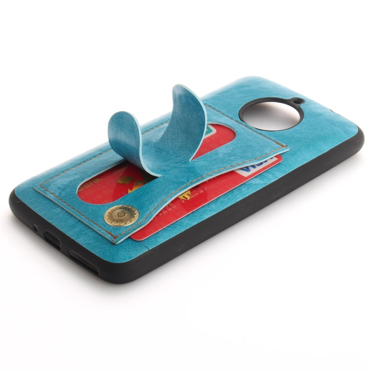 For Motorola Moto E4 Plus (EU Version) Litchi Texture TPU + Leather Pasted Protective Back Case with Holder & Card Slot