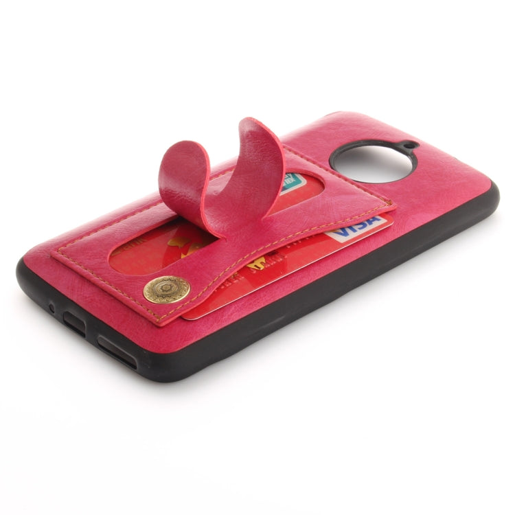 For Motorola Moto E4 Plus (EU Version) Litchi Texture TPU + Leather Pasted Protective Back Case with Holder & Card Slot