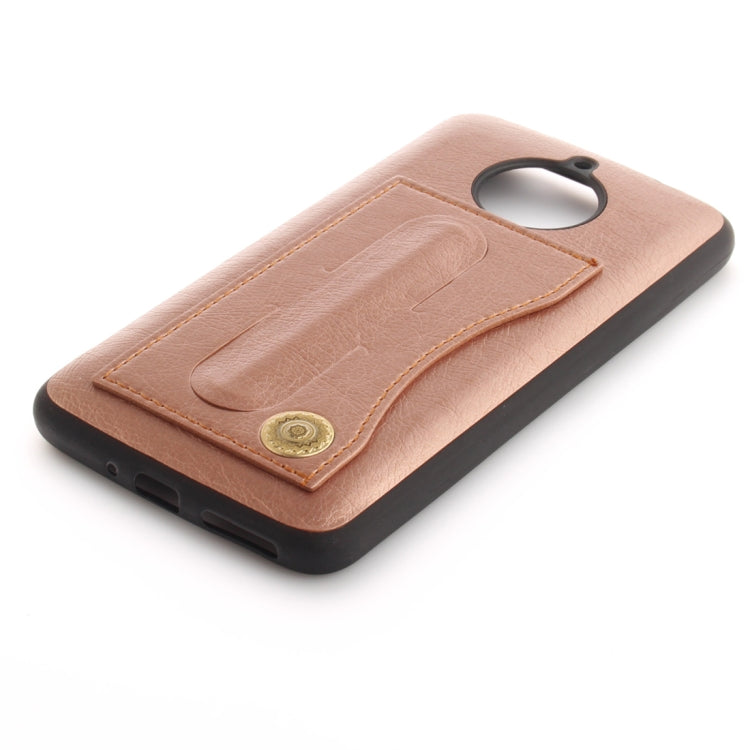 For Motorola Moto E4 Plus (EU Version) Litchi Texture TPU + Leather Pasted Protective Back Case with Holder & Card Slot