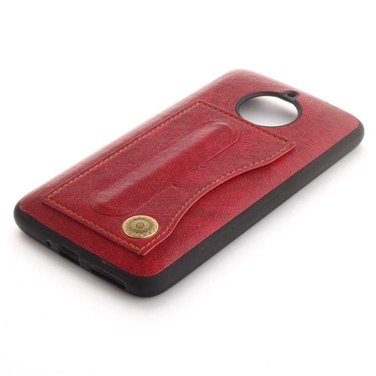 For Motorola Moto E4 Plus (EU Version) Litchi Texture TPU + Leather Pasted Protective Back Case with Holder & Card Slot