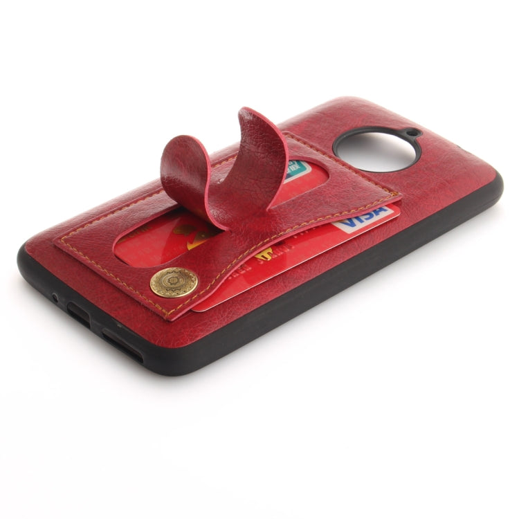 For Motorola Moto E4 Plus (EU Version) Litchi Texture TPU + Leather Pasted Protective Back Case with Holder & Card Slot