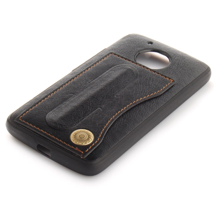 For Motorola Moto G5 Litchi Texture TPU + Leather Pasted Protective Back Case with Holder & Card Slot