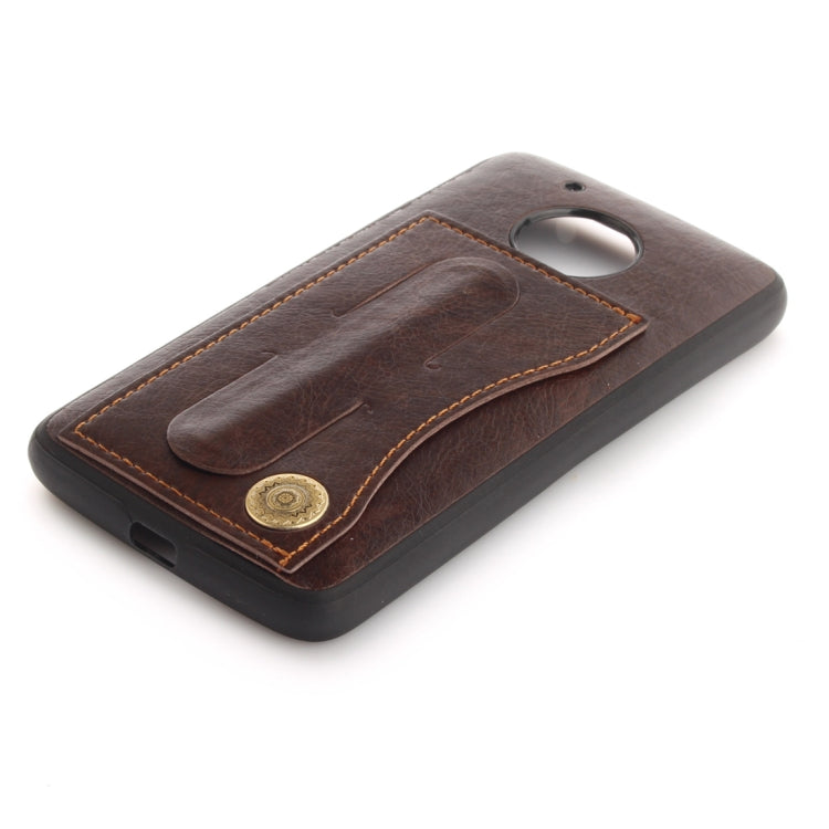 For Motorola Moto G5 Litchi Texture TPU + Leather Pasted Protective Back Case with Holder & Card Slot