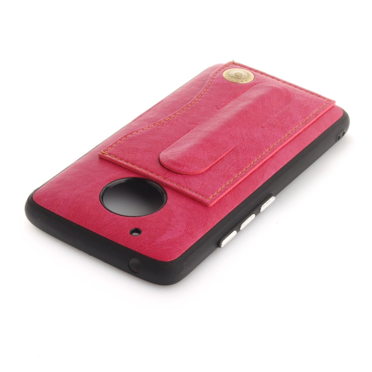 For Motorola Moto G5 Litchi Texture TPU + Leather Pasted Protective Back Case with Holder & Card Slot