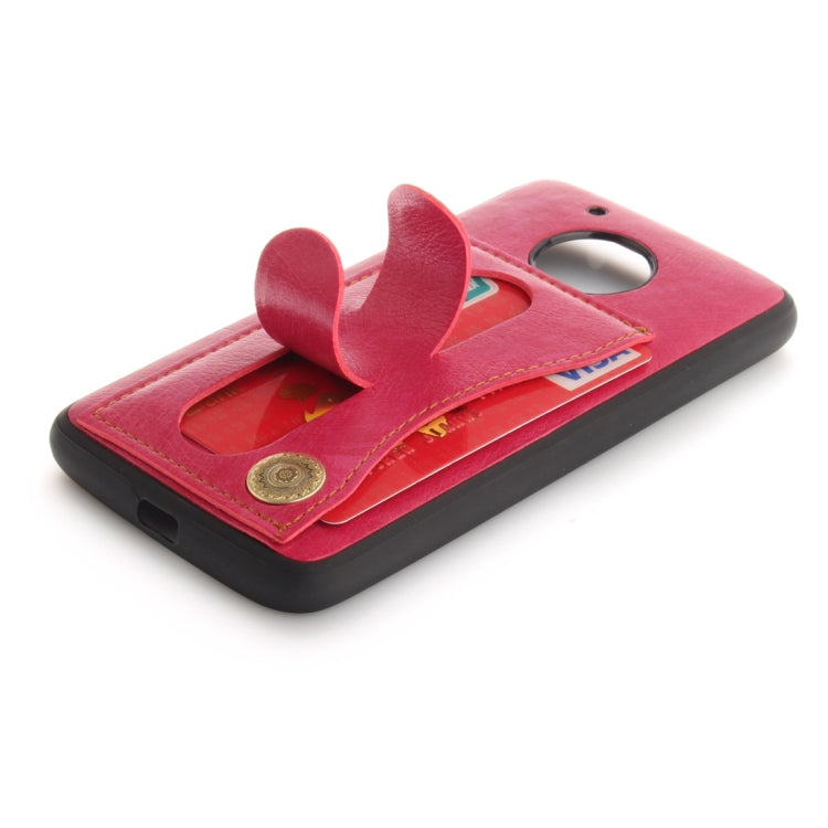 For Motorola Moto G5 Litchi Texture TPU + Leather Pasted Protective Back Case with Holder & Card Slot