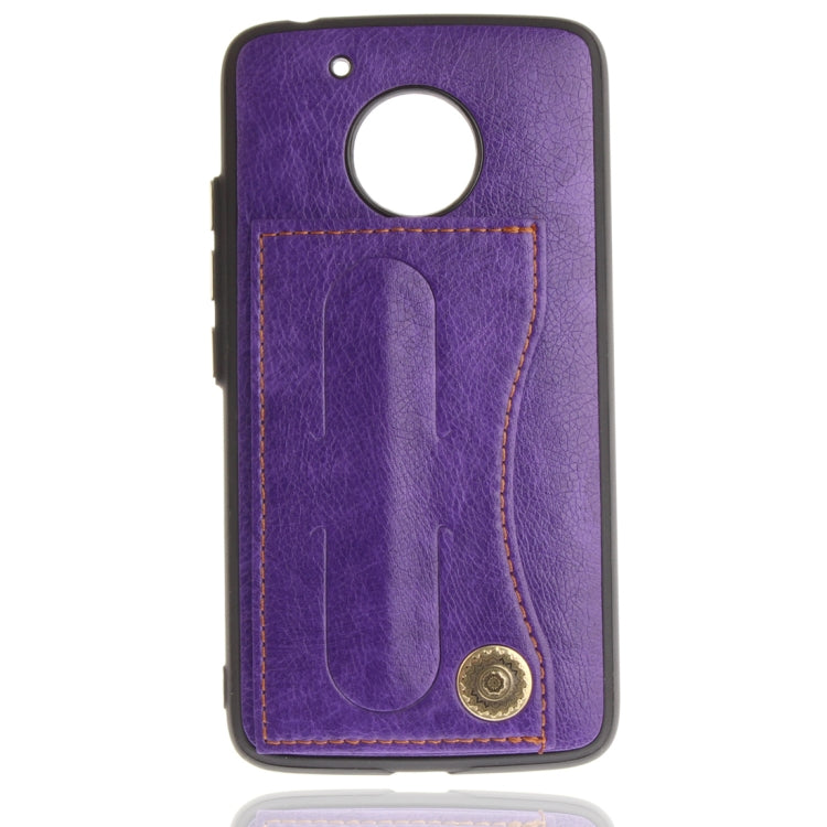 For Motorola Moto G5 Litchi Texture TPU + Leather Pasted Protective Back Case with Holder & Card Slot