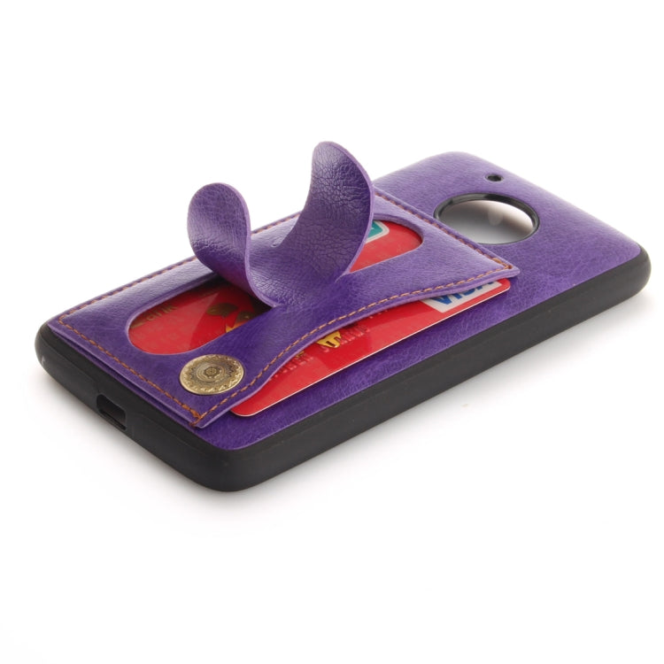 For Motorola Moto G5 Litchi Texture TPU + Leather Pasted Protective Back Case with Holder & Card Slot