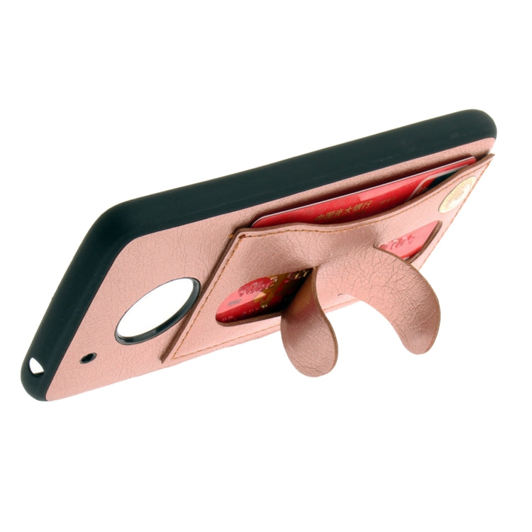 For Motorola Moto G5 Litchi Texture TPU + Leather Pasted Protective Back Case with Holder & Card Slot