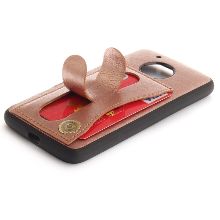 For Motorola Moto G5 Litchi Texture TPU + Leather Pasted Protective Back Case with Holder & Card Slot