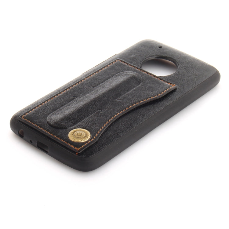 For Motorola Moto G5 PLus Litchi Texture TPU + Leather Pasted Protective Back Case with Holder & Card Slot