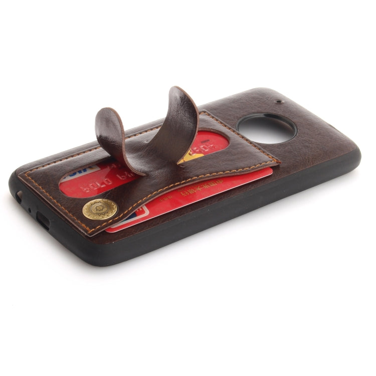 For Motorola Moto G5 PLus Litchi Texture TPU + Leather Pasted Protective Back Case with Holder & Card Slot