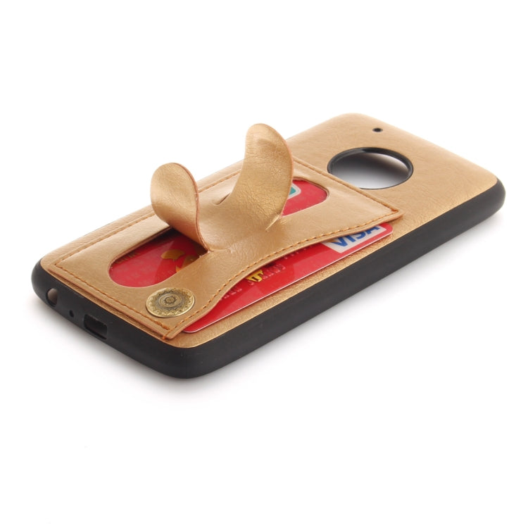 For Motorola Moto G5 PLus Litchi Texture TPU + Leather Pasted Protective Back Case with Holder & Card Slot