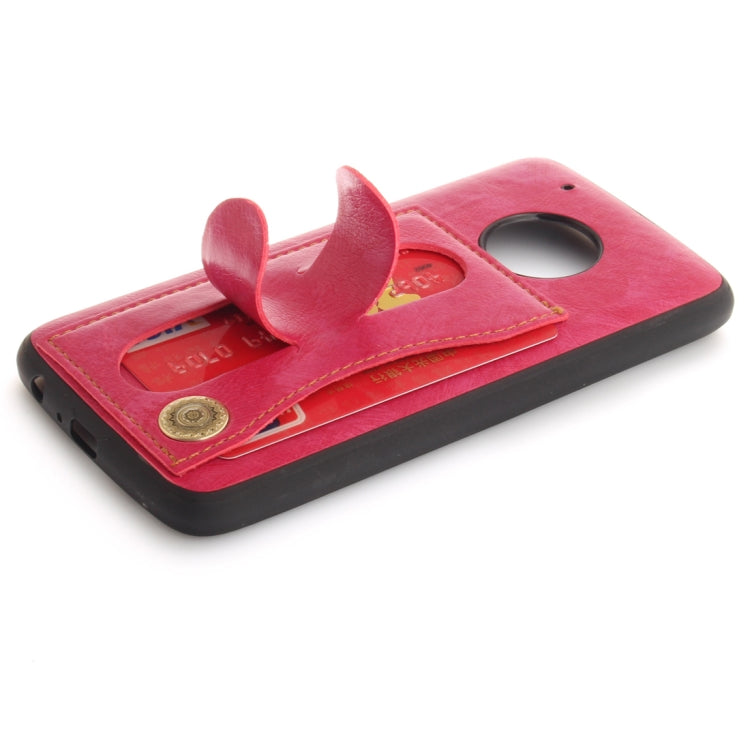 For Motorola Moto G5 PLus Litchi Texture TPU + Leather Pasted Protective Back Case with Holder & Card Slot