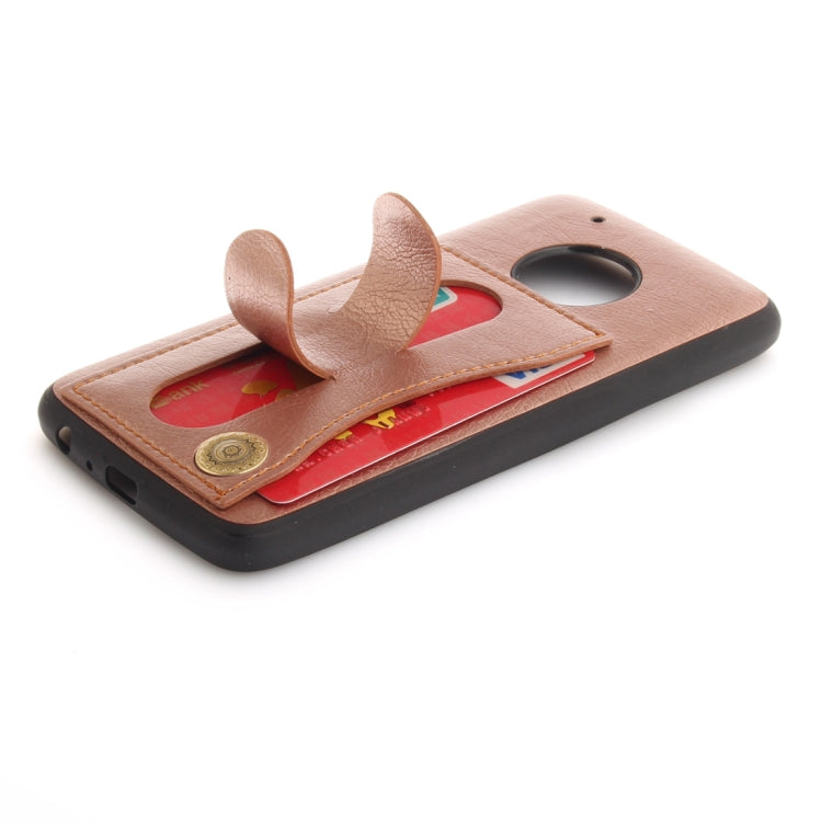 For Motorola Moto G5 PLus Litchi Texture TPU + Leather Pasted Protective Back Case with Holder & Card Slot