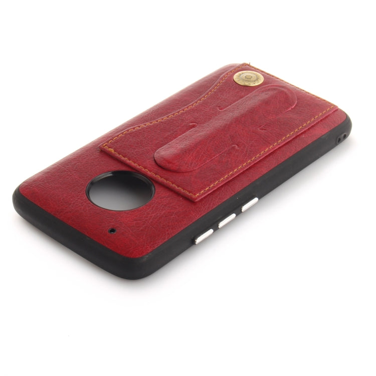 For Motorola Moto G5 PLus Litchi Texture TPU + Leather Pasted Protective Back Case with Holder & Card Slot