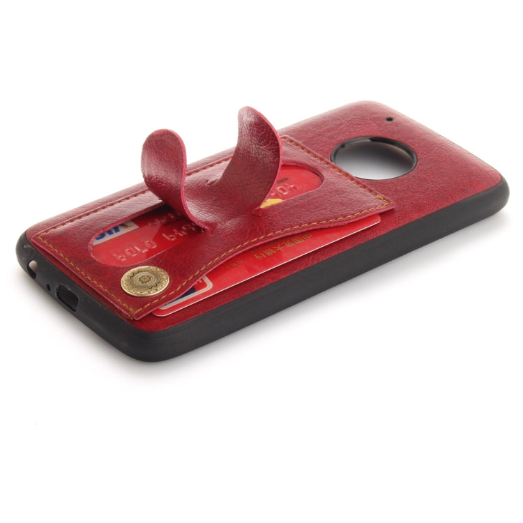 For Motorola Moto G5 PLus Litchi Texture TPU + Leather Pasted Protective Back Case with Holder & Card Slot