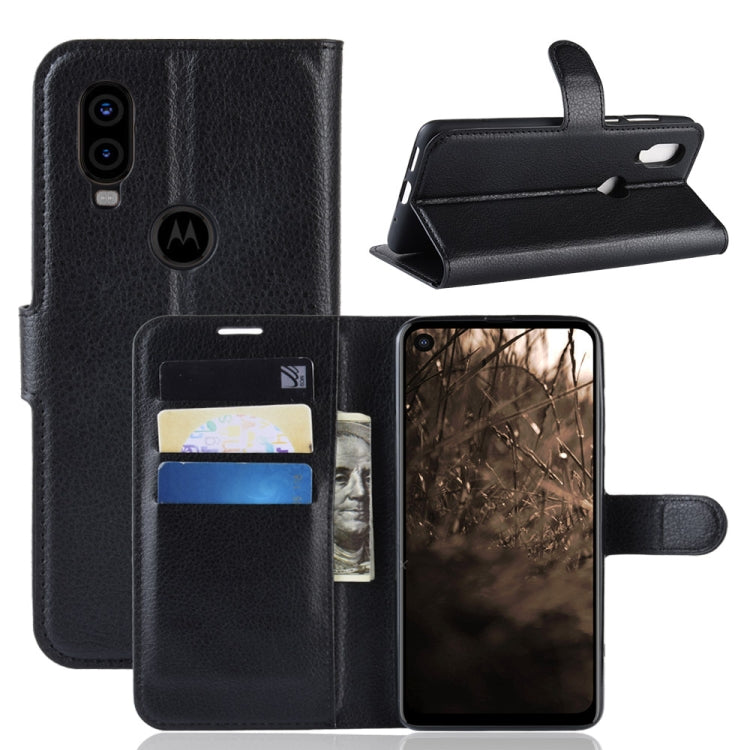 Litchi Texture Horizontal Flip Leather Case for MOTO P40, with Wallet & Holder & Card Slots