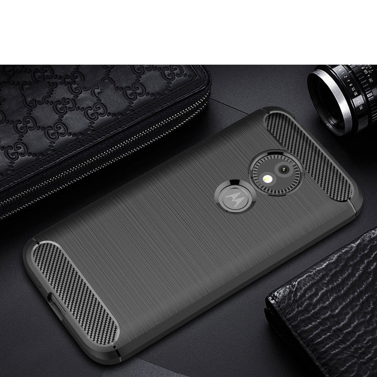 For Motorola Moto E5 Play Brushed Texture Carbon Fiber Shockproof TPU Protective Back Case
