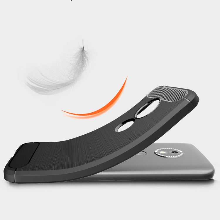 For Motorola Moto E5 Play Brushed Texture Carbon Fiber Shockproof TPU Protective Back Case