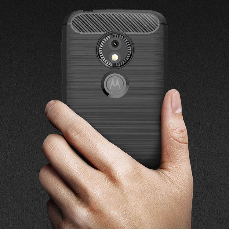 For Motorola Moto E5 Play Brushed Texture Carbon Fiber Shockproof TPU Protective Back Case