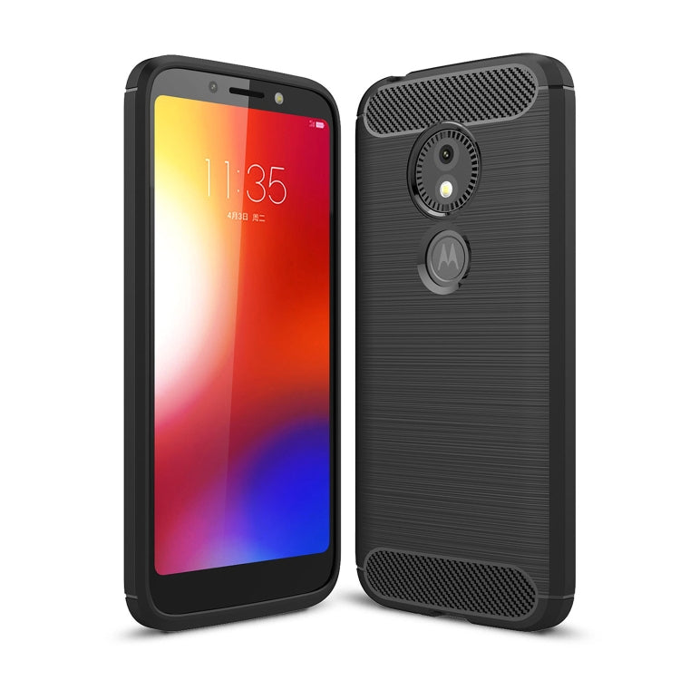 For Motorola Moto E5 Play Brushed Texture Carbon Fiber Shockproof TPU Protective Back Case