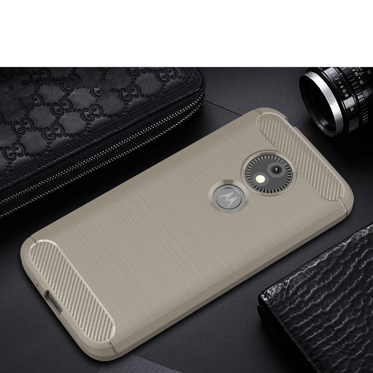 For Motorola Moto E5 Play Brushed Texture Carbon Fiber Shockproof TPU Protective Back Case