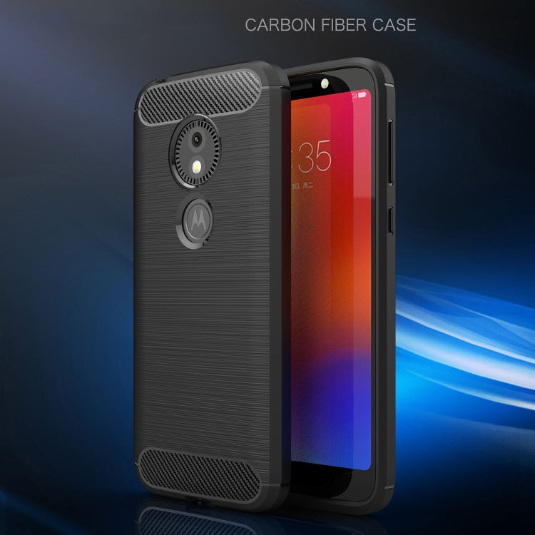 For Motorola Moto E5 Play Brushed Texture Carbon Fiber Shockproof TPU Protective Back Case