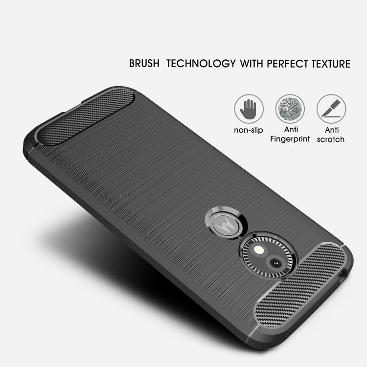 For Motorola Moto E5 Play Brushed Texture Carbon Fiber Shockproof TPU Protective Back Case