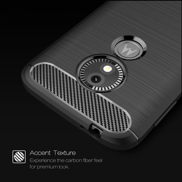 For Motorola Moto E5 Play Brushed Texture Carbon Fiber Shockproof TPU Protective Back Case