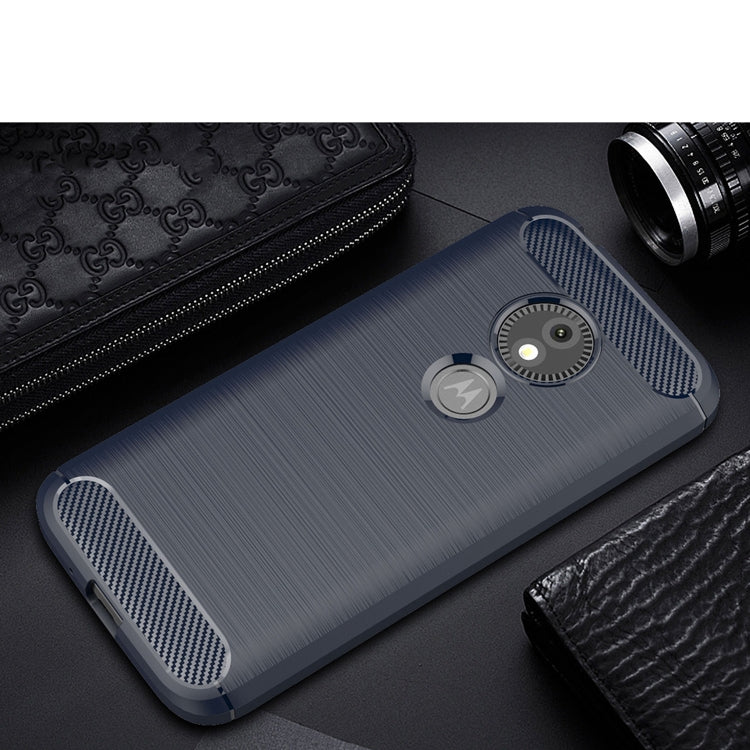 For Motorola Moto E5 Play Brushed Texture Carbon Fiber Shockproof TPU Protective Back Case