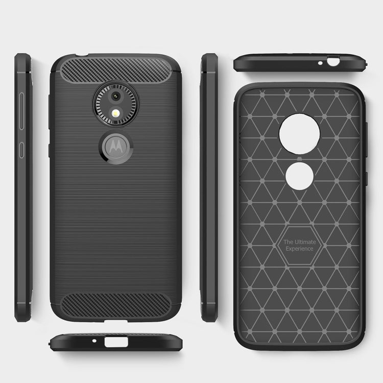 For Motorola Moto E5 Play Brushed Texture Carbon Fiber Shockproof TPU Protective Back Case