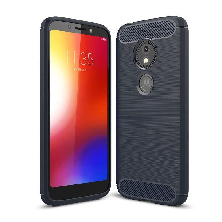 For Motorola Moto E5 Play Brushed Texture Carbon Fiber Shockproof TPU Protective Back Case