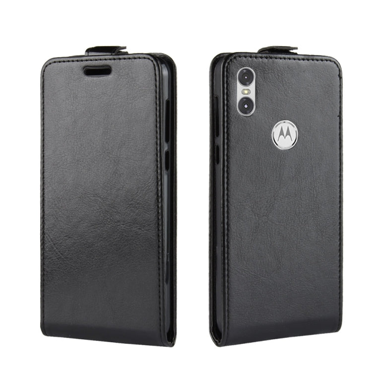 R64 Texture Single Fold Vertical Flip Leather Case for Motorola One (P30 Play), with Card Slots & Wallet