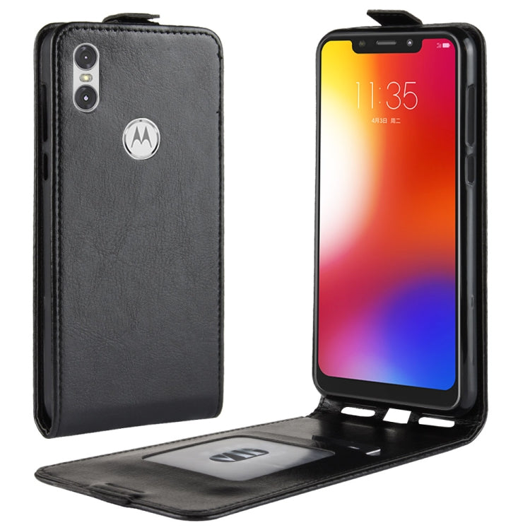 R64 Texture Single Fold Vertical Flip Leather Case for Motorola One (P30 Play), with Card Slots & Wallet