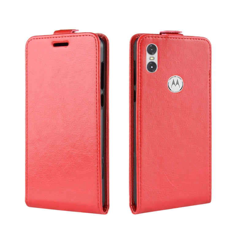 R64 Texture Single Fold Vertical Flip Leather Case for Motorola One (P30 Play), with Card Slots & Wallet