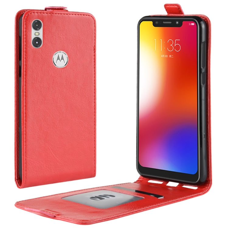 R64 Texture Single Fold Vertical Flip Leather Case for Motorola One (P30 Play), with Card Slots & Wallet