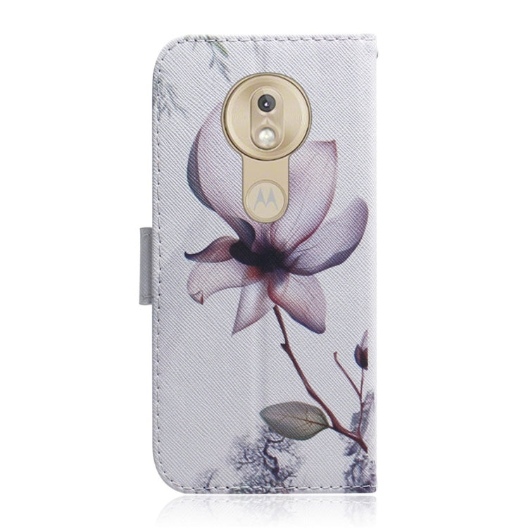 Magnolia Flower Pattern Coloured Drawing Horizontal Flip Leather Case for Motorola Moto G7 Play, with Holder & Card Slots & Wallet