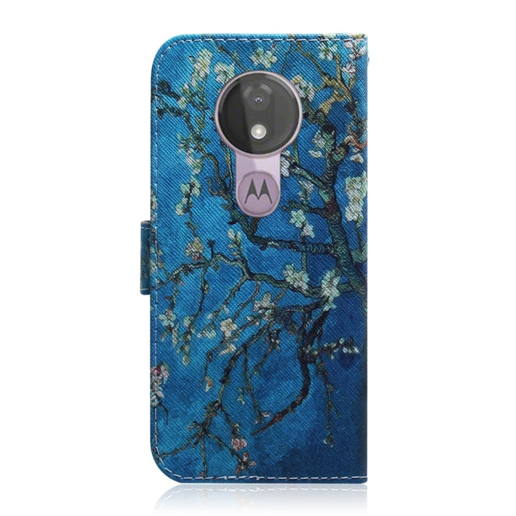 Apricot Flower Pattern Coloured Drawing Horizontal Flip Leather Case for Motorola Moto G7 Power, with Holder & Card Slots & Wallet