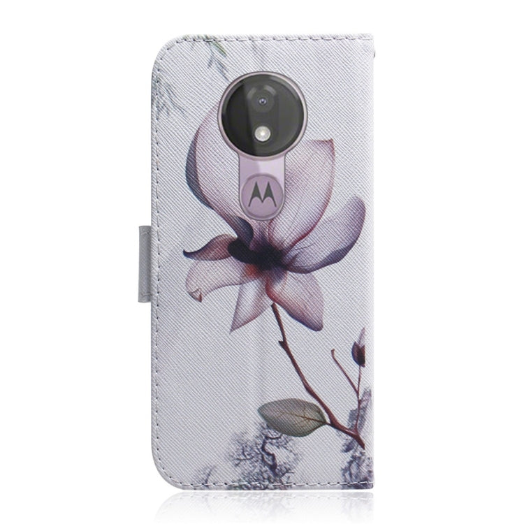 Magnolia Flower Pattern Coloured Drawing Horizontal Flip Leather Case for Motorola Moto G7 Power, with Holder & Card Slots & Wallet