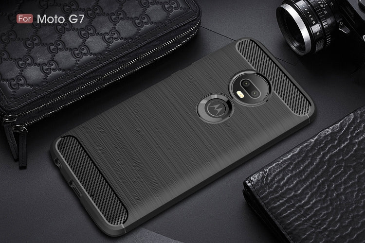 Brushed Texture Carbon Fiber TPU Case for Motorola Moto G7