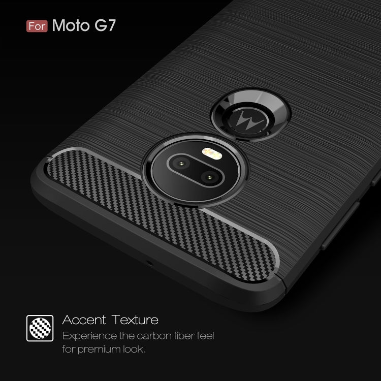 Brushed Texture Carbon Fiber TPU Case for Motorola Moto G7