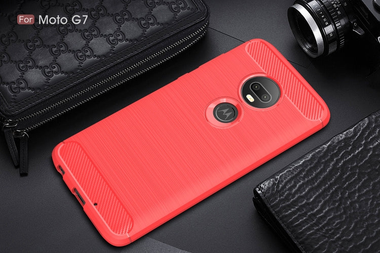 Brushed Texture Carbon Fiber TPU Case for Motorola Moto G7