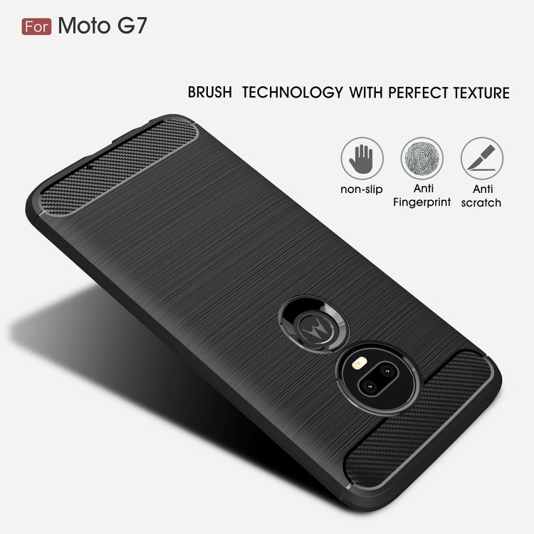 Brushed Texture Carbon Fiber TPU Case for Motorola Moto G7