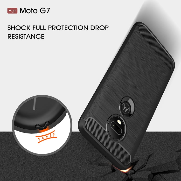 Brushed Texture Carbon Fiber TPU Case for Motorola Moto G7