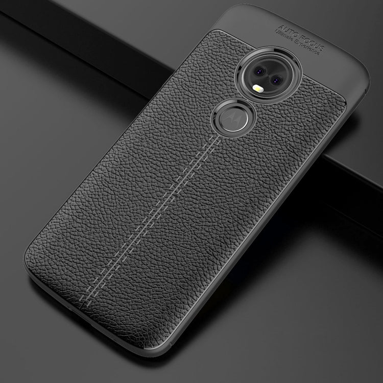 For Motorola Moto E5 Litchi Texture Soft TPU Protective Back Cover Case