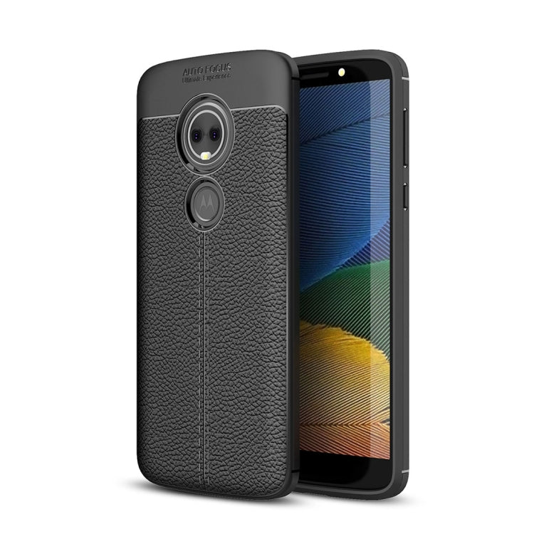 For Motorola Moto E5 Litchi Texture Soft TPU Protective Back Cover Case