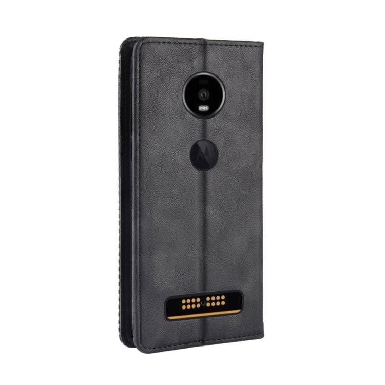 Magnetic Buckle Retro Crazy Horse Texture Horizontal Flip Leather Case for Moto Z4 Play, with Holder & Card Slots & Photo Frame