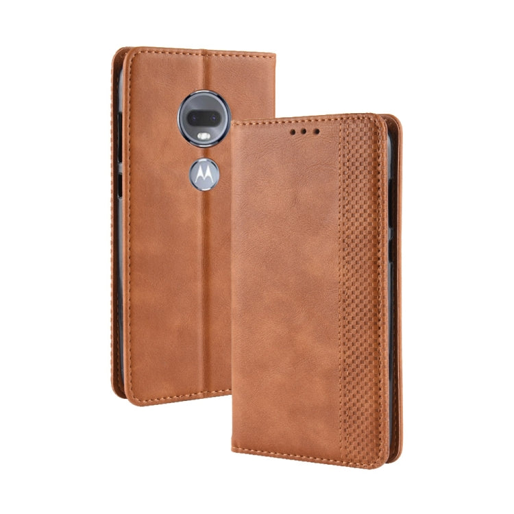 Magnetic Buckle Retro Texture Horizontal Flip Leather Case for Motorola Moto G7, with Holder & Card Slots & Wallet