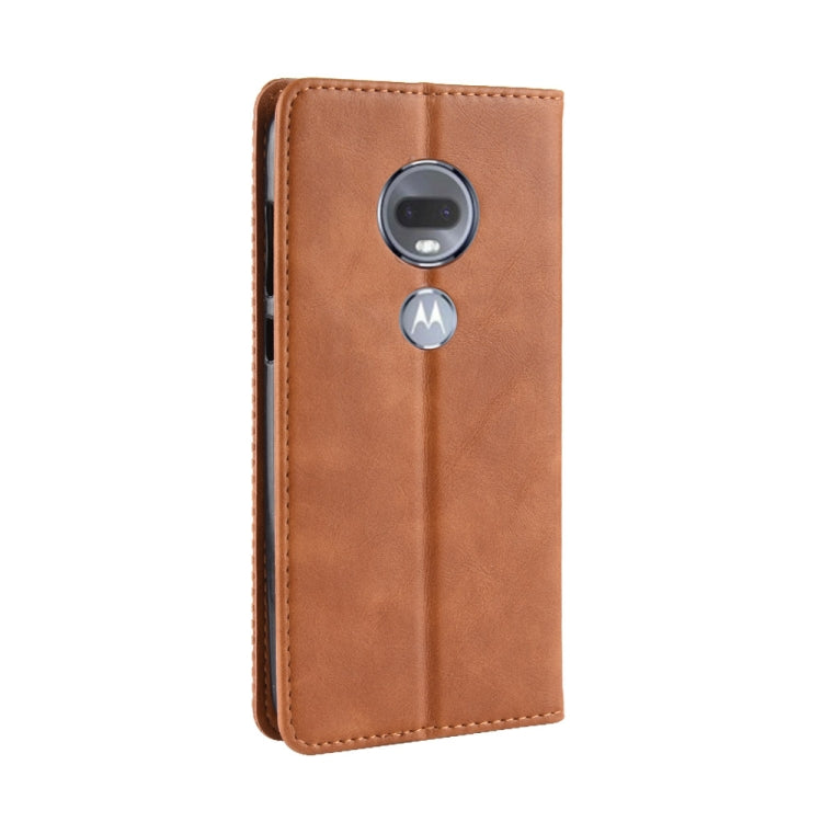 Magnetic Buckle Retro Texture Horizontal Flip Leather Case for Motorola Moto G7, with Holder & Card Slots & Wallet